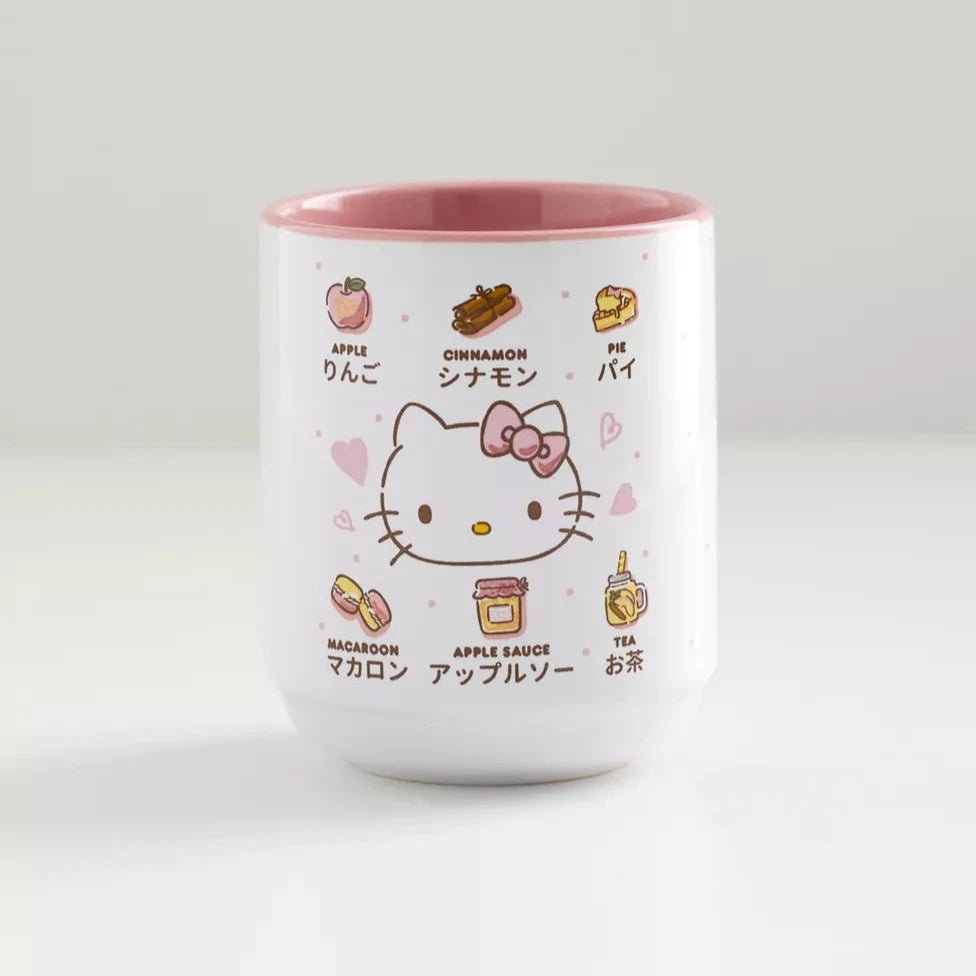Hello Kitty Labeled Apple Icons 12oz Ceramic Asian Tea Cup - OVERRATED
