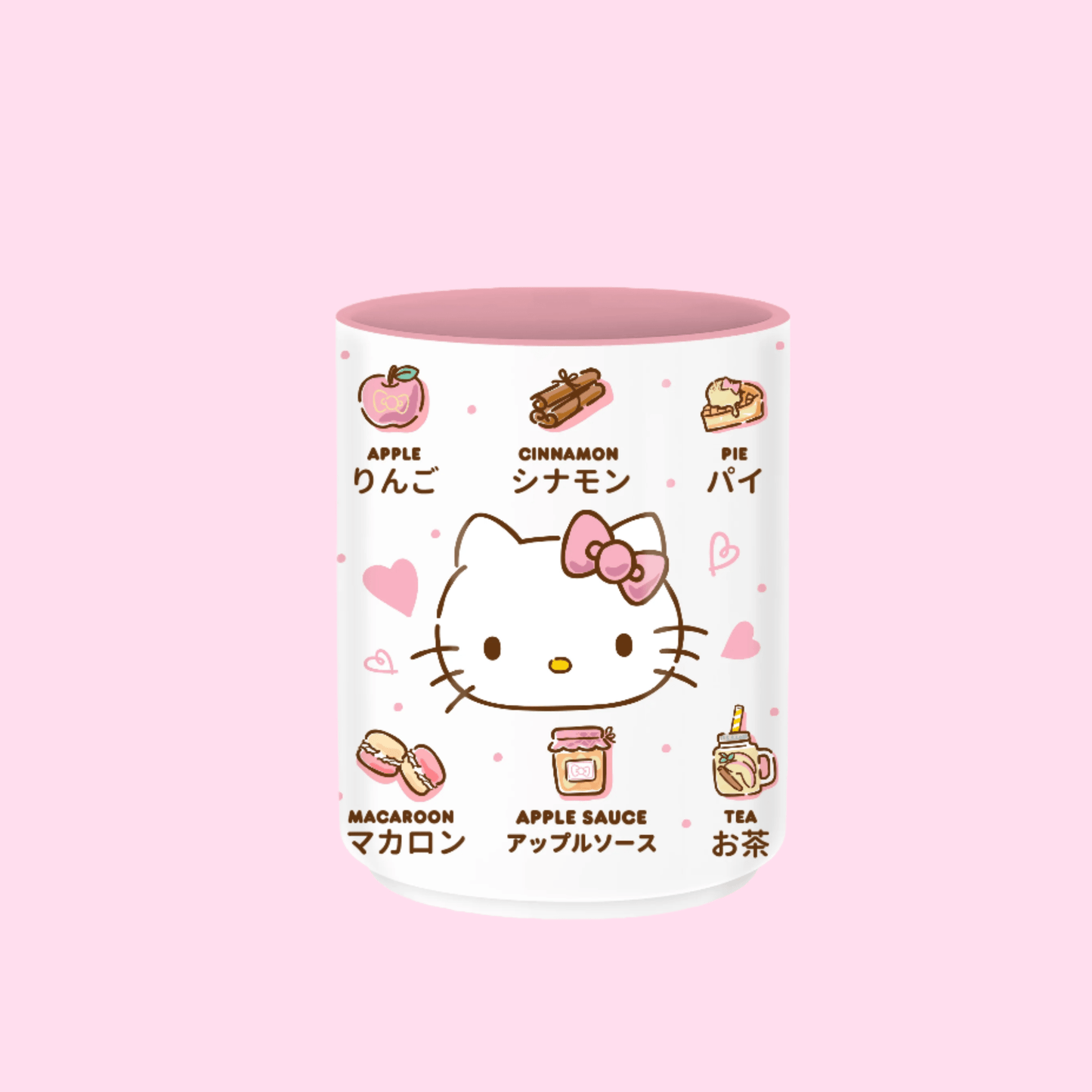 Hello Kitty Labeled Apple Icons 12oz Ceramic Asian Tea Cup - OVERRATED