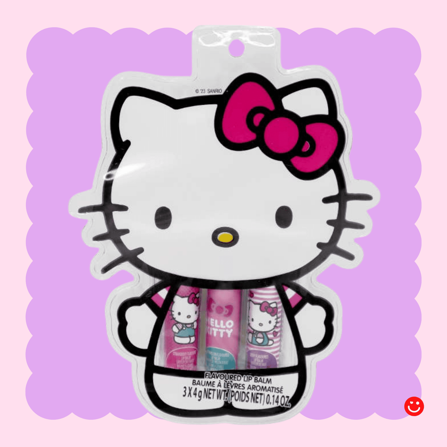 Hello Kitty lip balm kawaii pouch with Hello Kitty face design and zipper detail - Overrated Korean Beauty & More