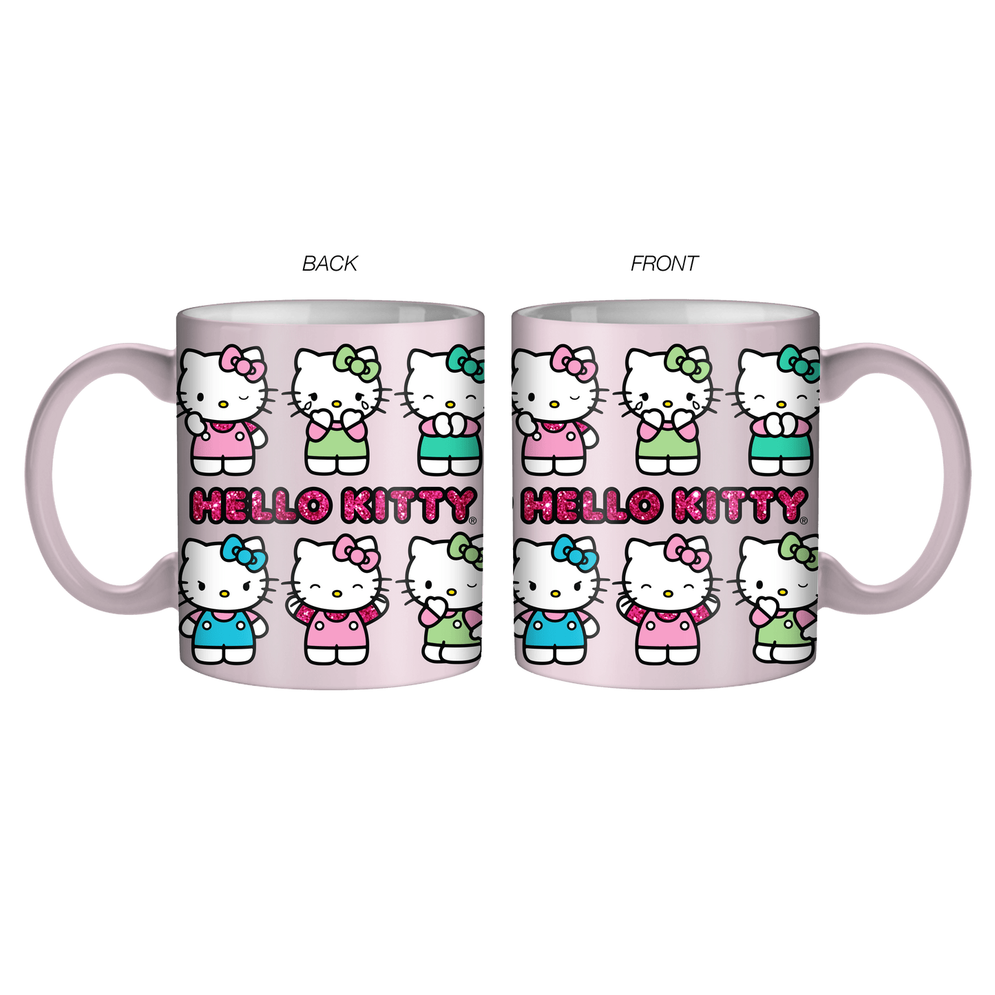 Hello Kitty Multi Pose Pastel Logo Glitter 20oz Ceramic Mug - OVERRATED