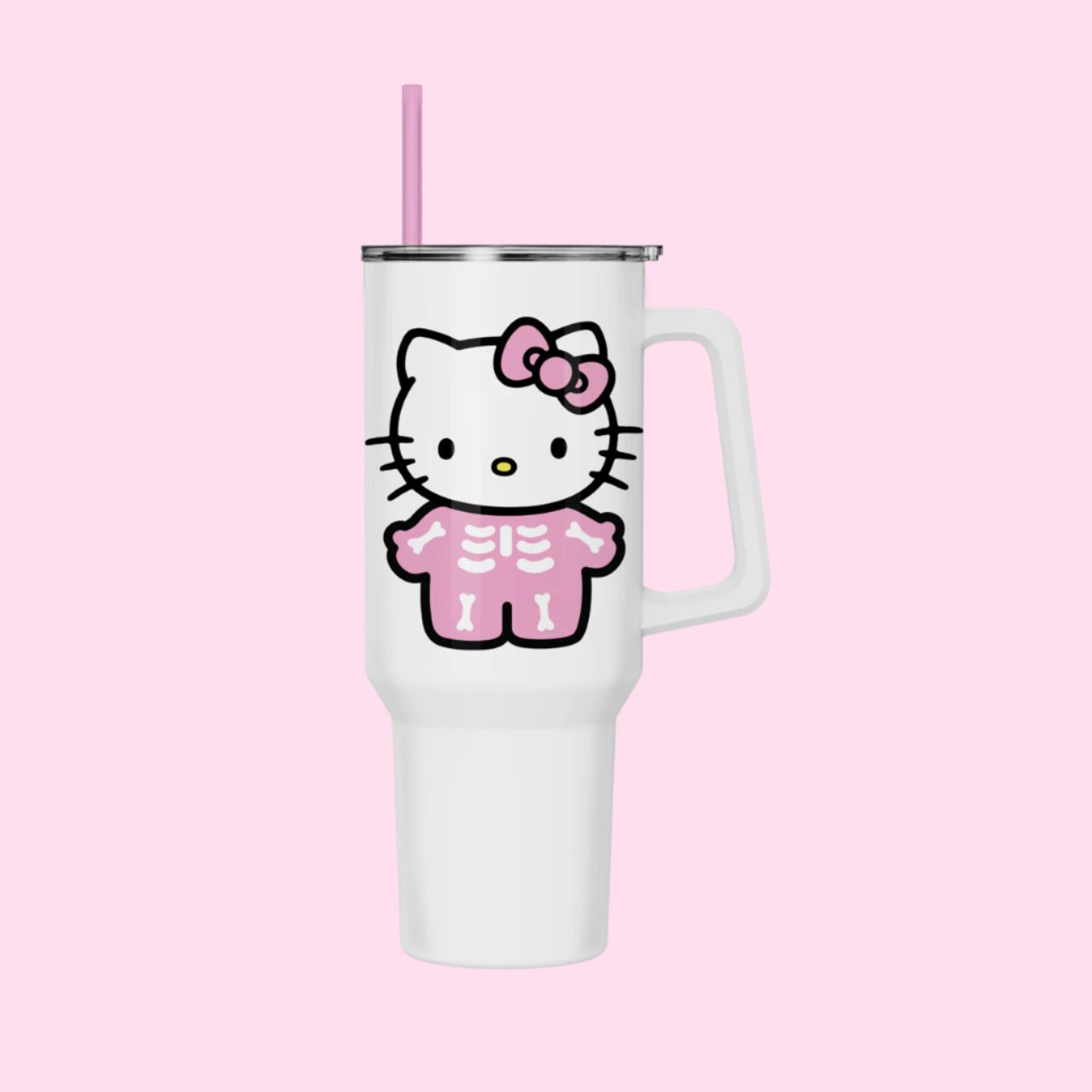 Hello Kitty Pink Skeleton 40oz SS Tumbler w/ Handle - OVERRATED