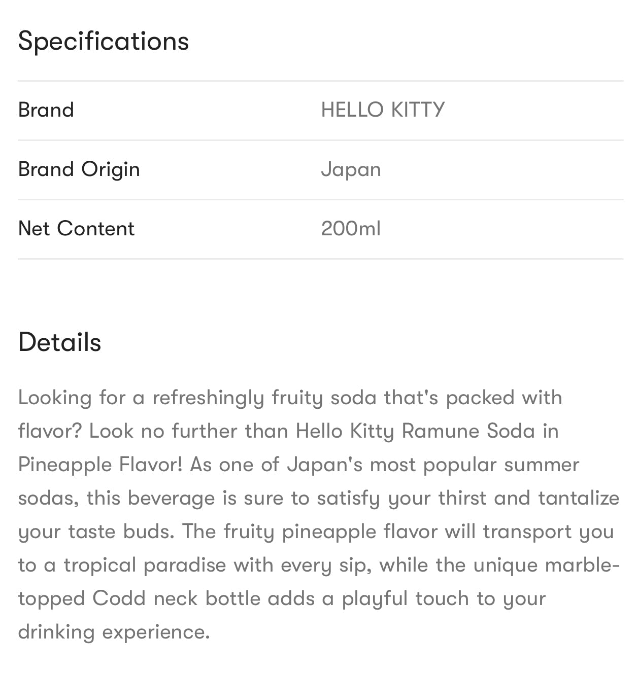 Hello Kitty Ramune Soda Drink - Pineapple 6.6 Oz - OVERRATED