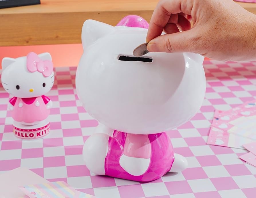 Hello Kitty Seated Pink Outfit Large Ceramic Coin Bank - OVERRATED