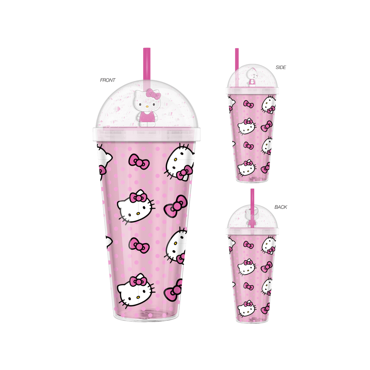 Hello Kitty Tossed Face Bows & Dots 24oz Dome Top Tumbler - OVERRATED