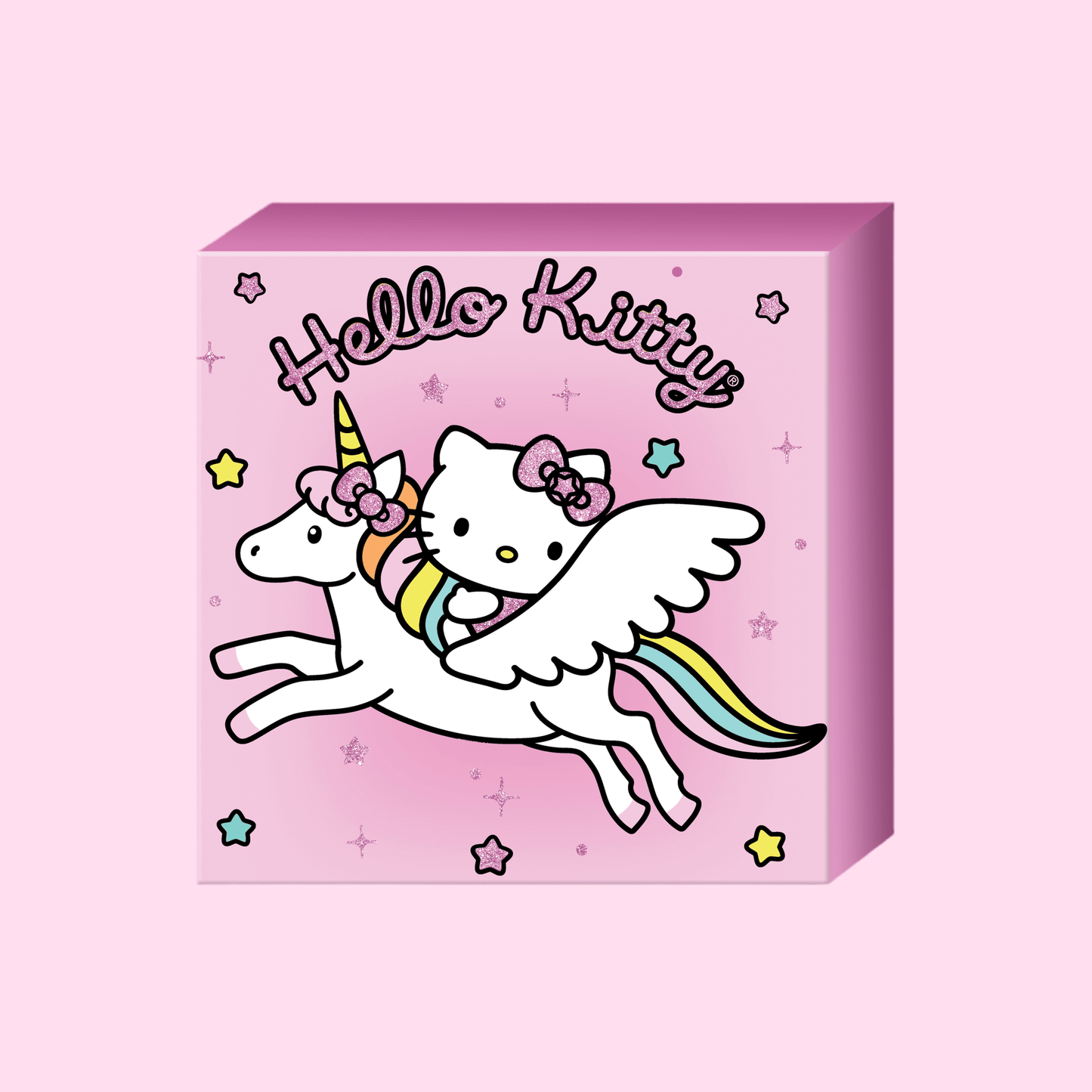 Hello Kitty Unicorn Star Glitter Box Wall Sign - OVERRATED