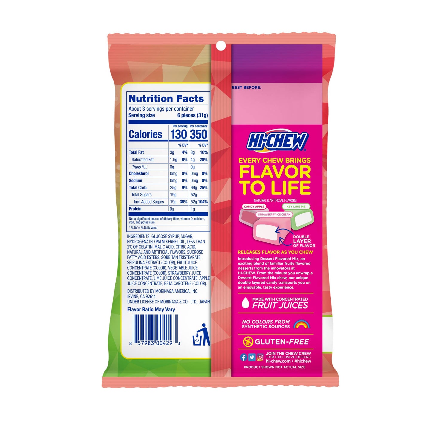 Hi-Chew chewy candy dessert mix 3oz bag side view fruity Asian snack - Overrated Korean Beauty & More