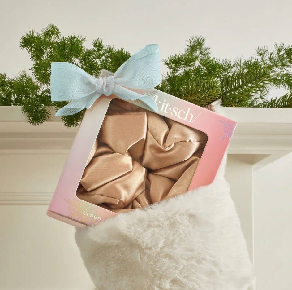Holiday Cloud 9 Satin Pillow Scrunchie 1pc - Champagne - OVERRATED