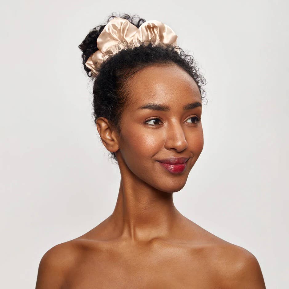 Holiday Cloud 9 Satin Pillow Scrunchie 1pc - Champagne - OVERRATED
