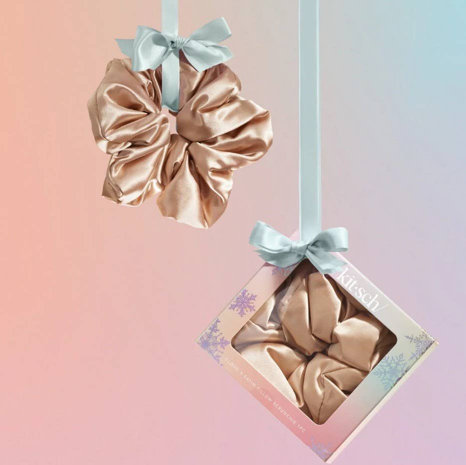Holiday Cloud 9 Satin Pillow Scrunchie 1pc - Champagne - OVERRATED