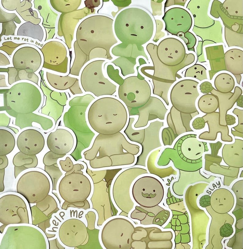 kawaii collectible sticker Smiski multi-character sheet nature themed - Overrated Korean Beauty & More