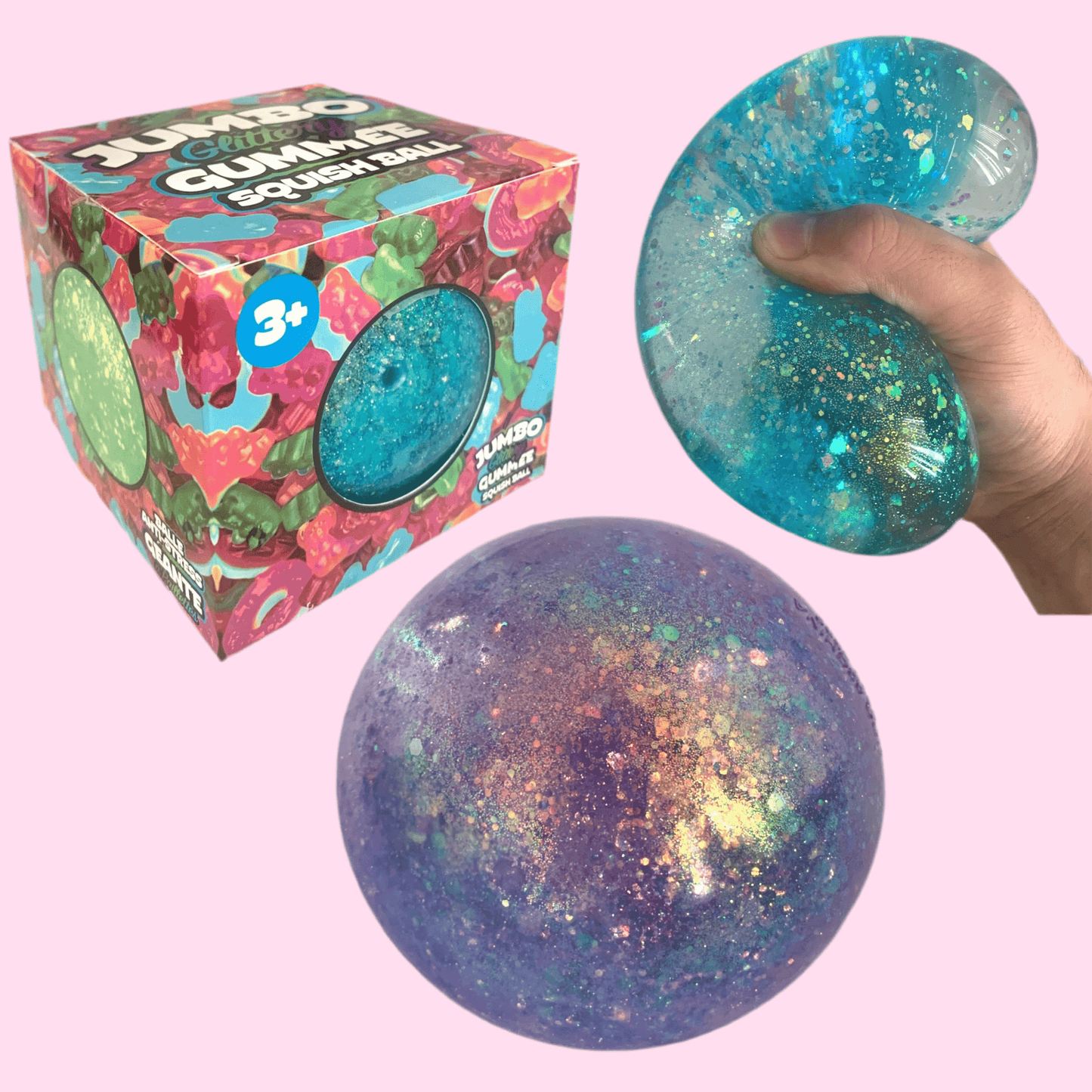 Jumbo Glittery Gummee Ball Sensory Toy - OVERRATED