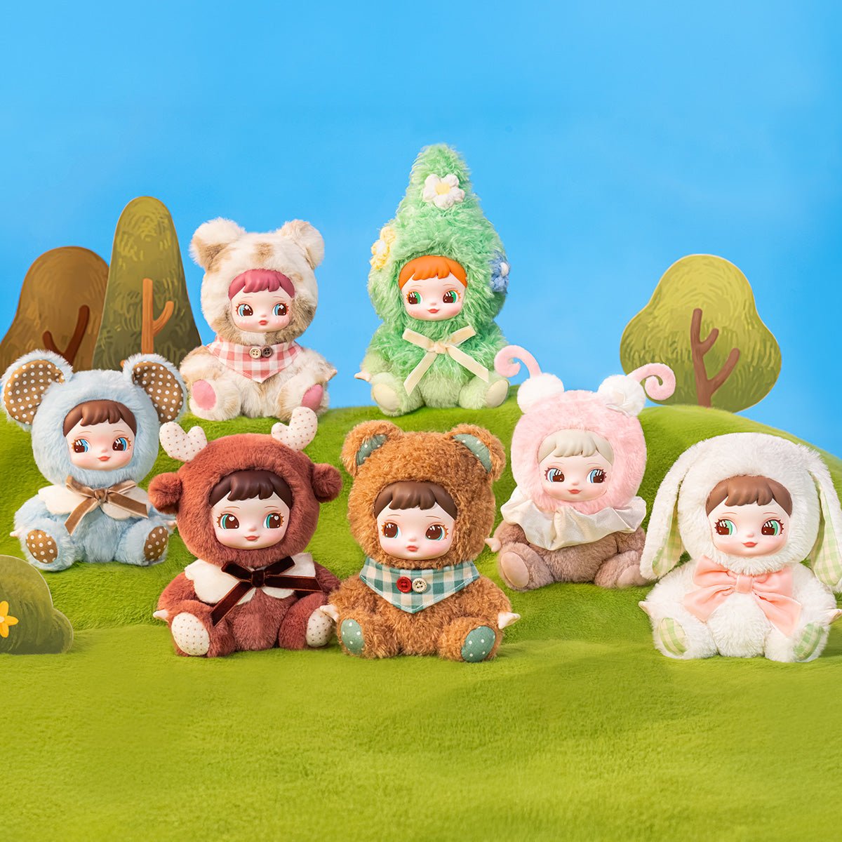 Kawaii blind box plushie keychain Charline Forest all characters display - Overrated Korean Beauty & More