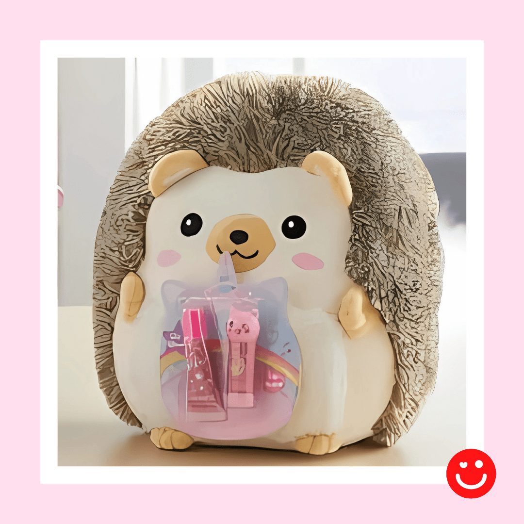 Kawaii Huggy Squeeze Secret Pocket Hedgehog with Lip Balm Set - OVERRATED