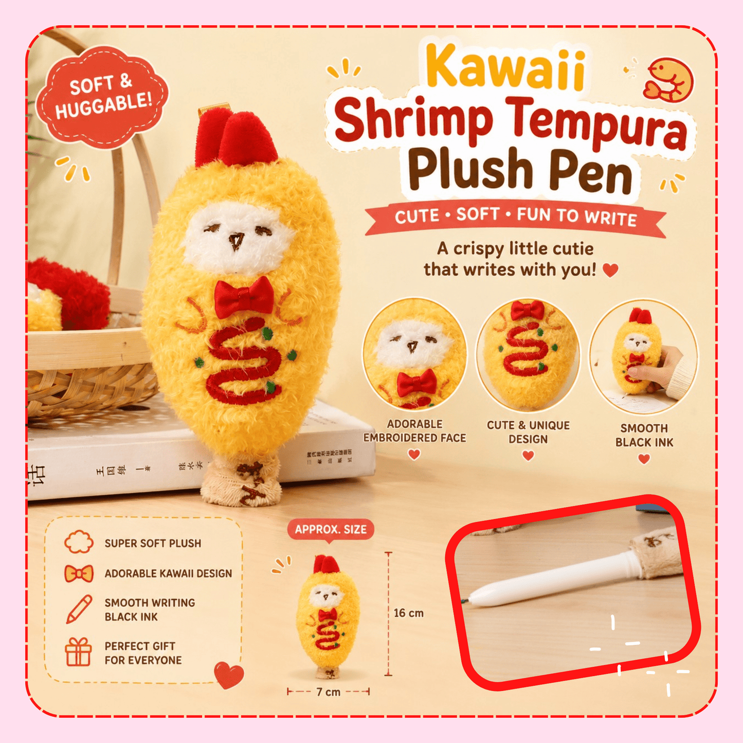 Kawaii Shrimp Tempura Plush Pen - OVERRATED