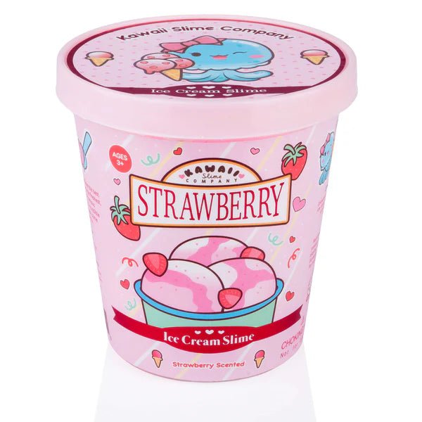 Kawaii Strawberry Scented Ice Cream Pint Slime - OVERRATED Korean Beauty