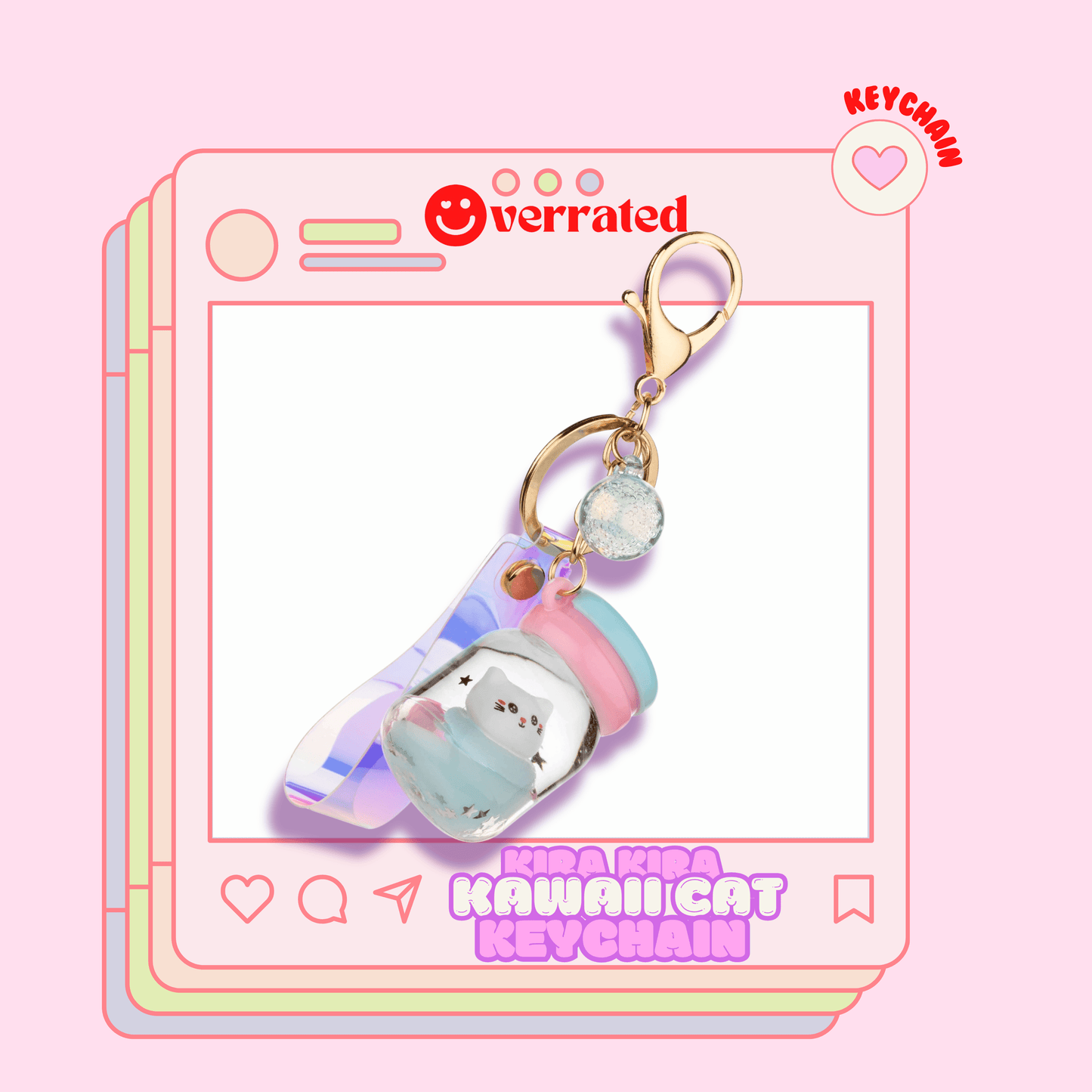 KIRA KIRA Blue Slimey Kawaii Cat Liquid Effect Sensory Keychain🩵 - OVERRATED
