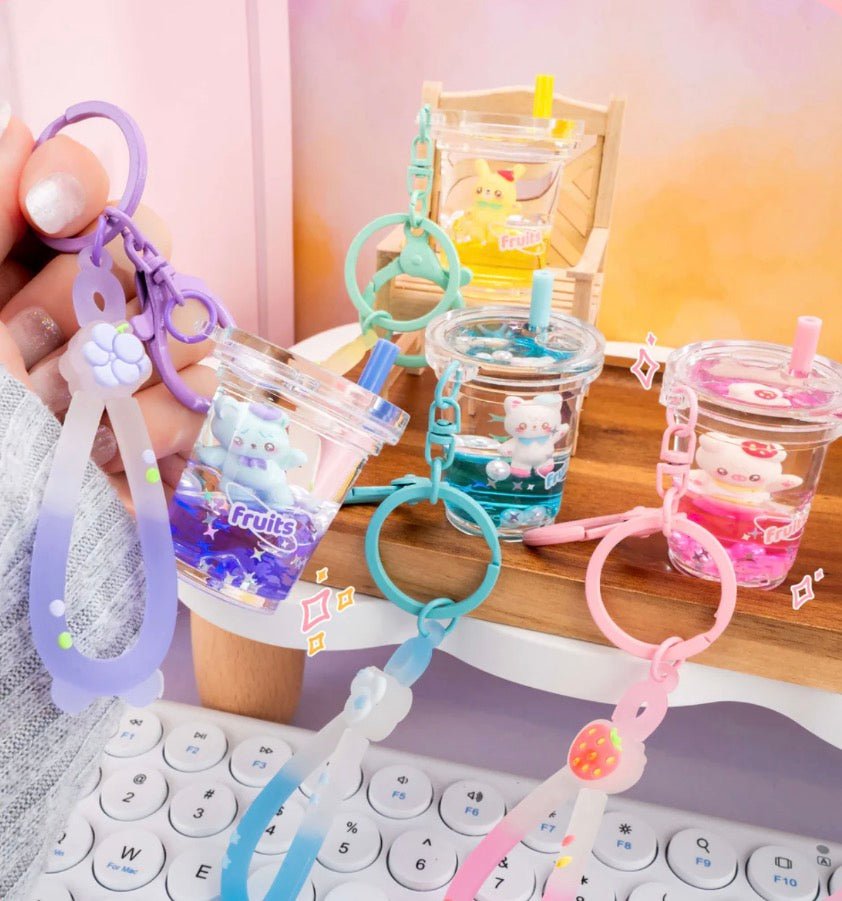 Kira Kira Grape Bear Boba Cup Keychain - OVERRATED
