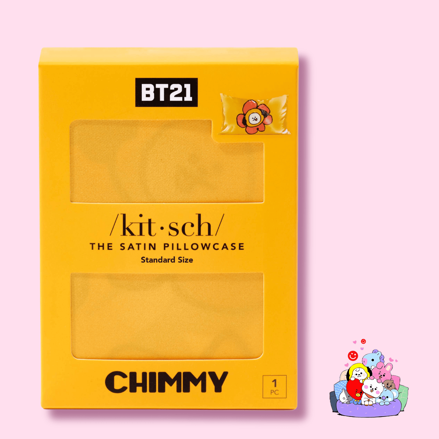 /kit - sch/ BT21 x Kitsch Satin Pillowcase Standard - Chimmy - OVERRATED