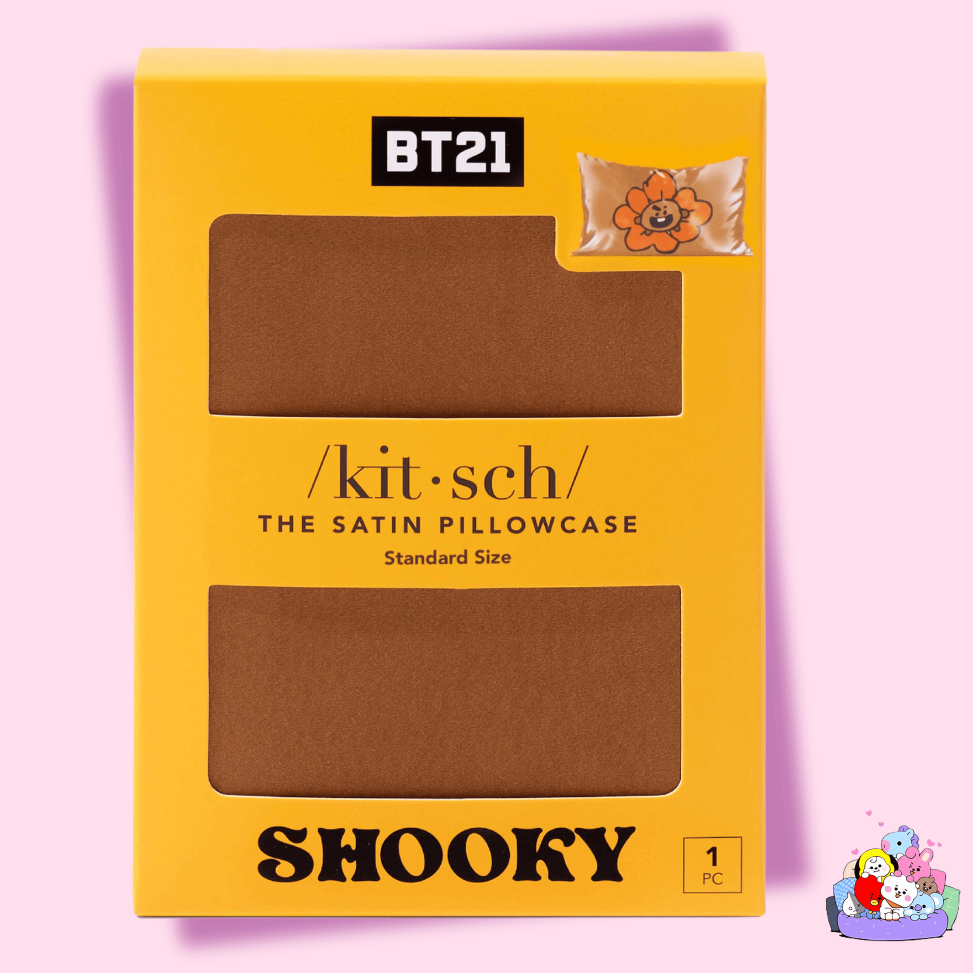 /kit - sch/ BT21 x Kitsch Satin Pillowcase Standard - Shooky - OVERRATED