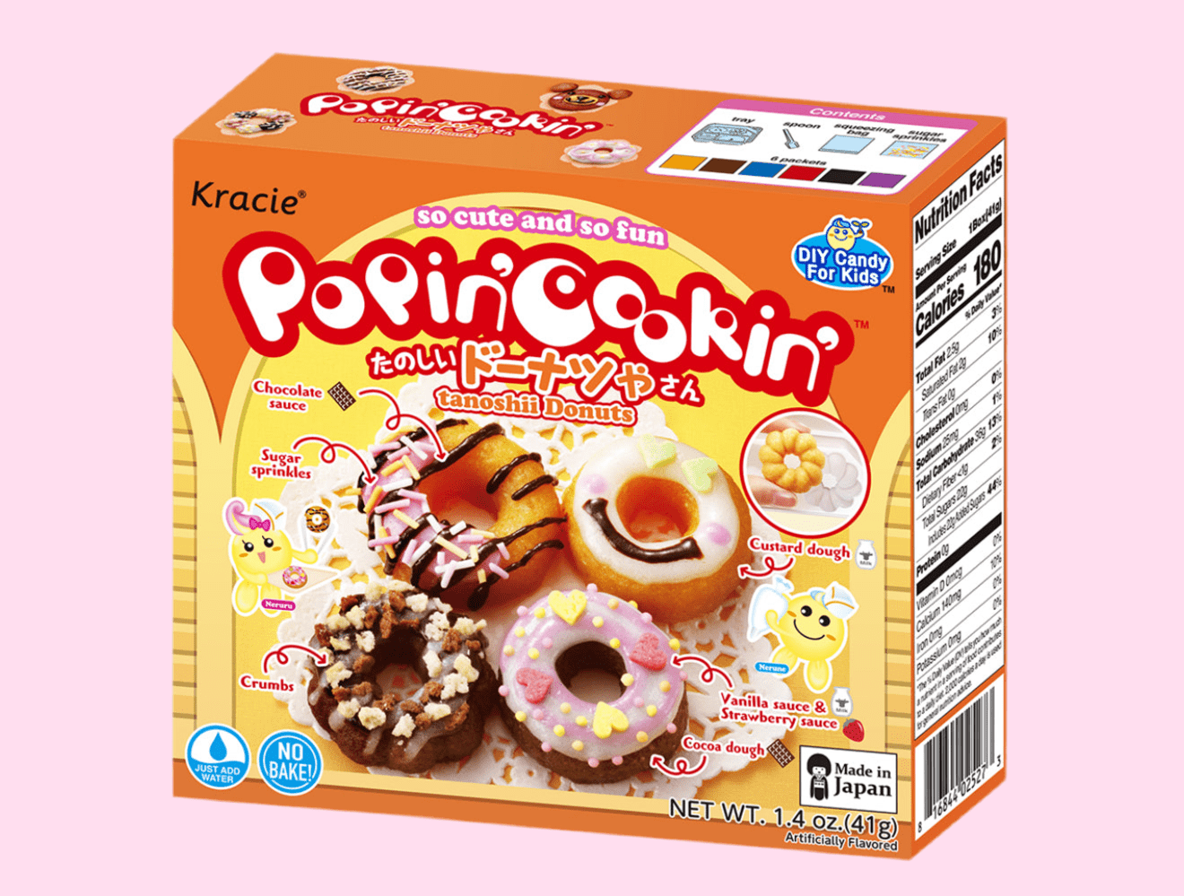 Japanese DIY candy kit Kracie Popin Cookin donut box product packaging - Overrated Korean Beauty & More
