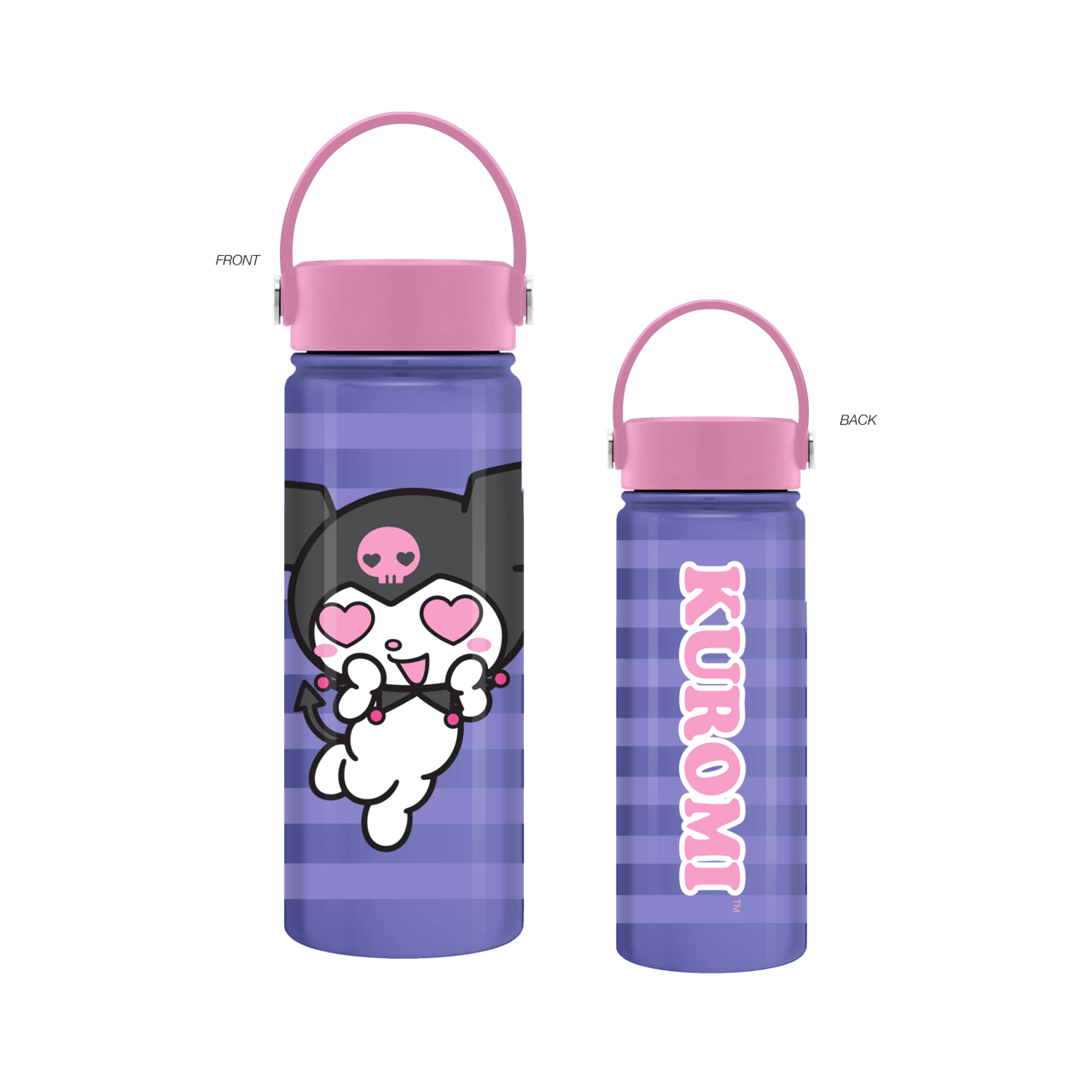 Kuromi Heart Eyes Purple Stripes V2 20oz SS Water Bottle - OVERRATED