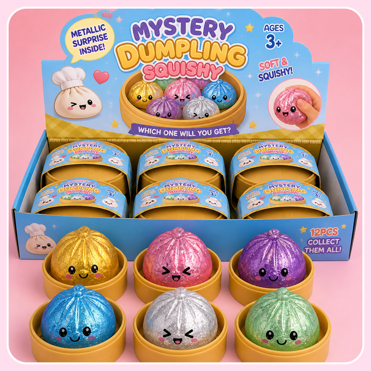 Kawaii glitter dumpling squishy gel fidget sensory toy mystery gift box - Overrated Korean Beauty & More