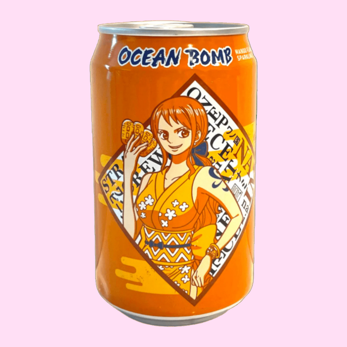 Japanese anime sparkling water One Piece Nami Ocean Bomb mango flavor - Overrated Korean Beauty & More