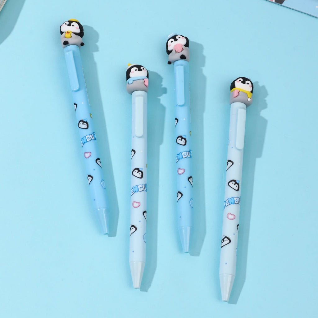 Penguin Sharing Pen 2 - Pack Kawaii Blue Gel Pens - OVERRATED