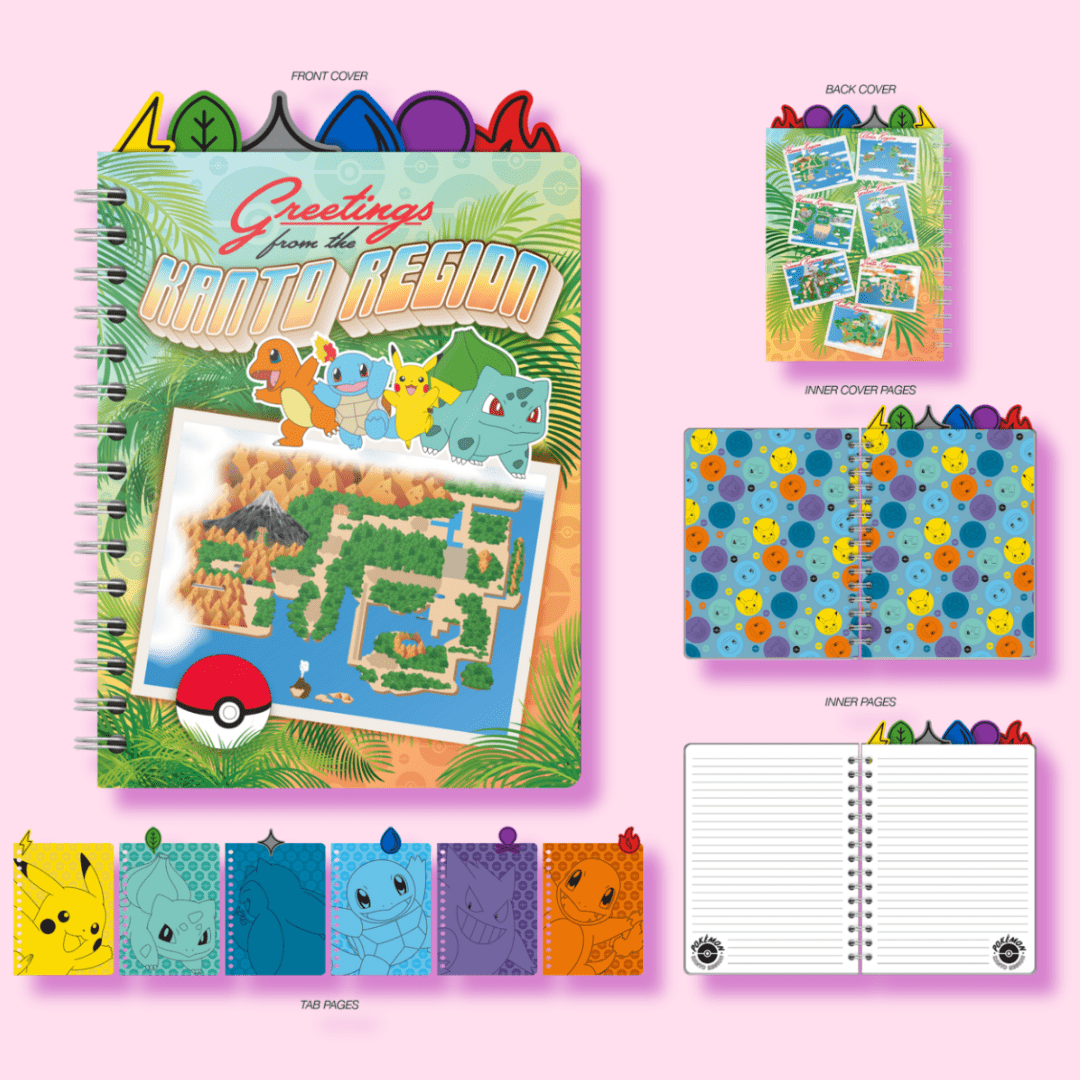 Pokémon Kanto Region & Map 6.5" x 8.5" Tabbed Journal - OVERRATED
