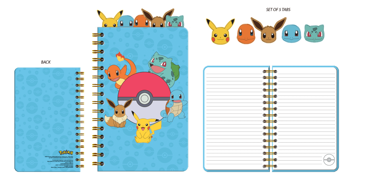 Pokémon Starters and Eevee Spiral 5 Tabbed Notebook - OVERRATED