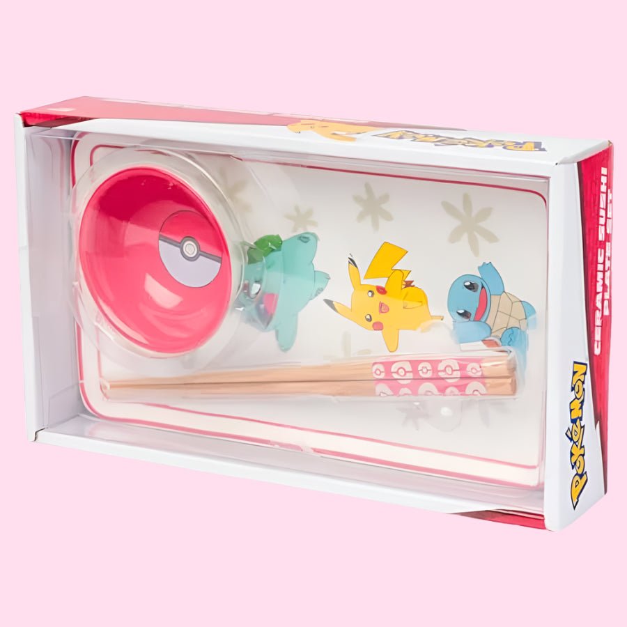 Pokemon Vertical Group Red Sun Boxed 3pc Ceramic Sushi Set - OVERRATED