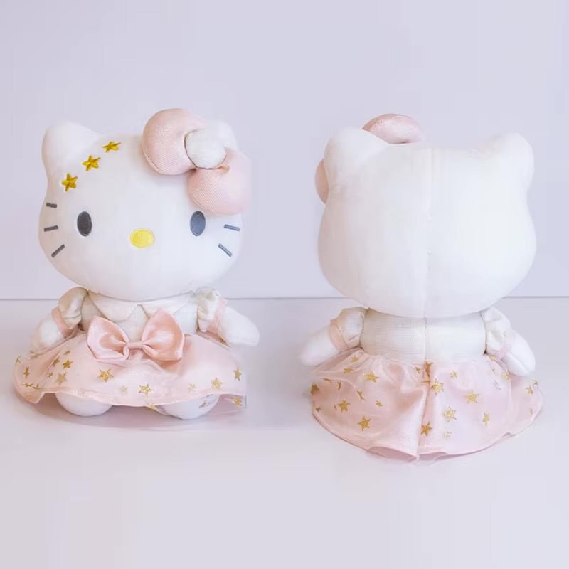 Sanrio Hello Kitty Kawaii Gold Star Dress Plushie - OVERRATED