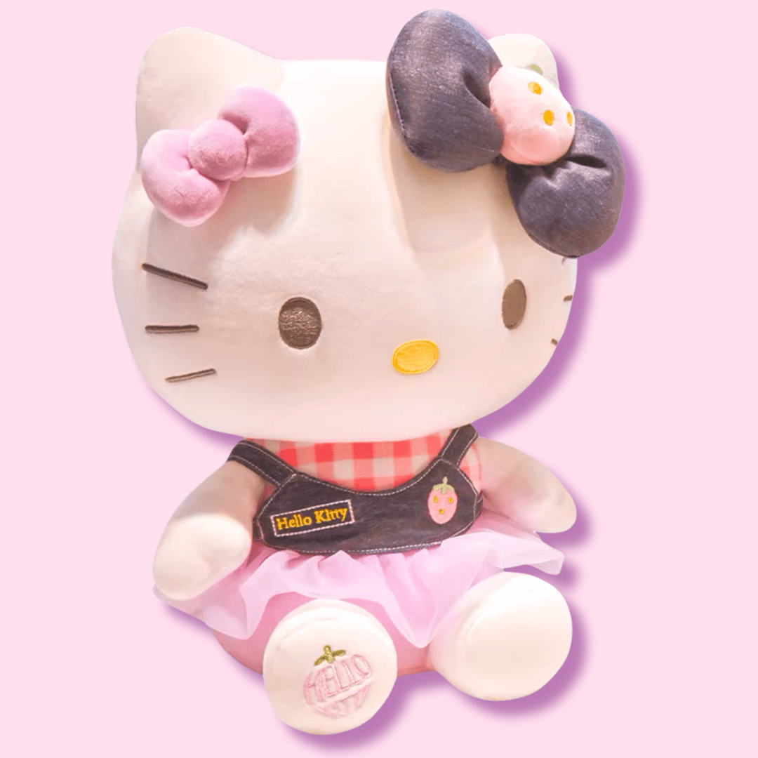 Sanrio Hello Kitty Kawaii Strawberry Overall Tutu Mochi Plushie - OVERRATED