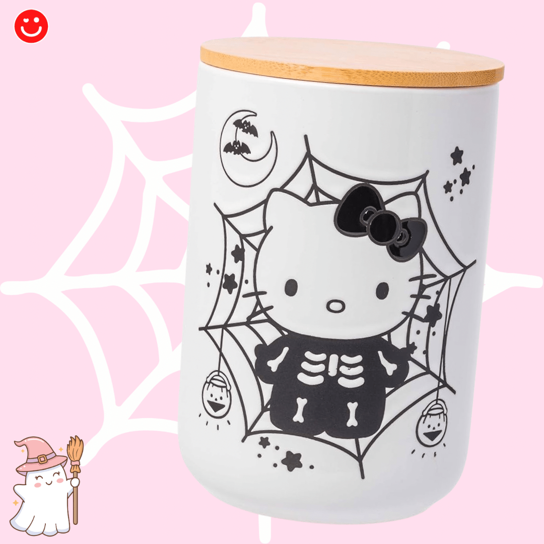 Sanrio Hello Kitty Spooky Skeleton Ceramic Jar with Bamboo Lid - OVERRATED
