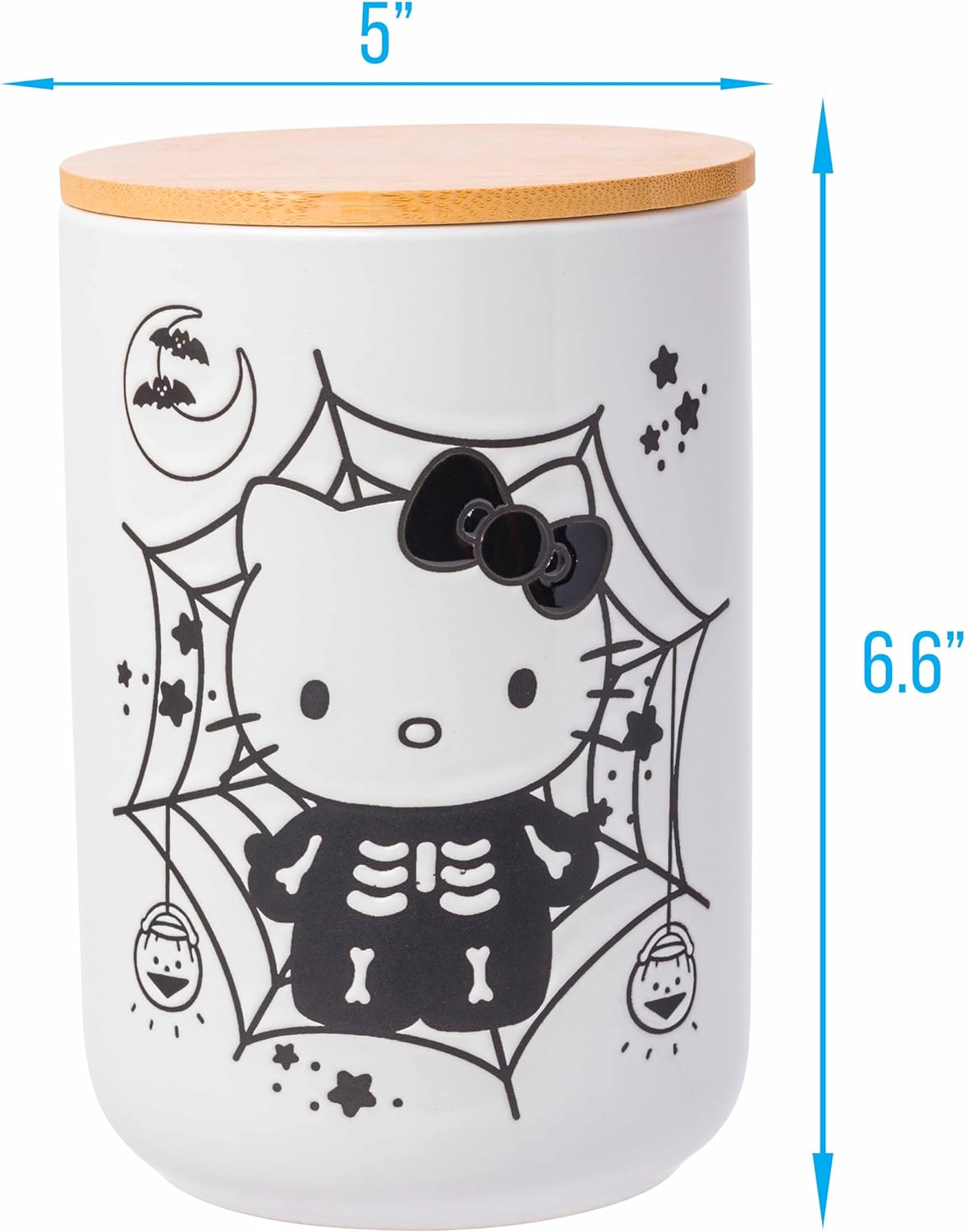 Sanrio Hello Kitty Spooky Skeleton Ceramic Jar with Bamboo Lid - OVERRATED