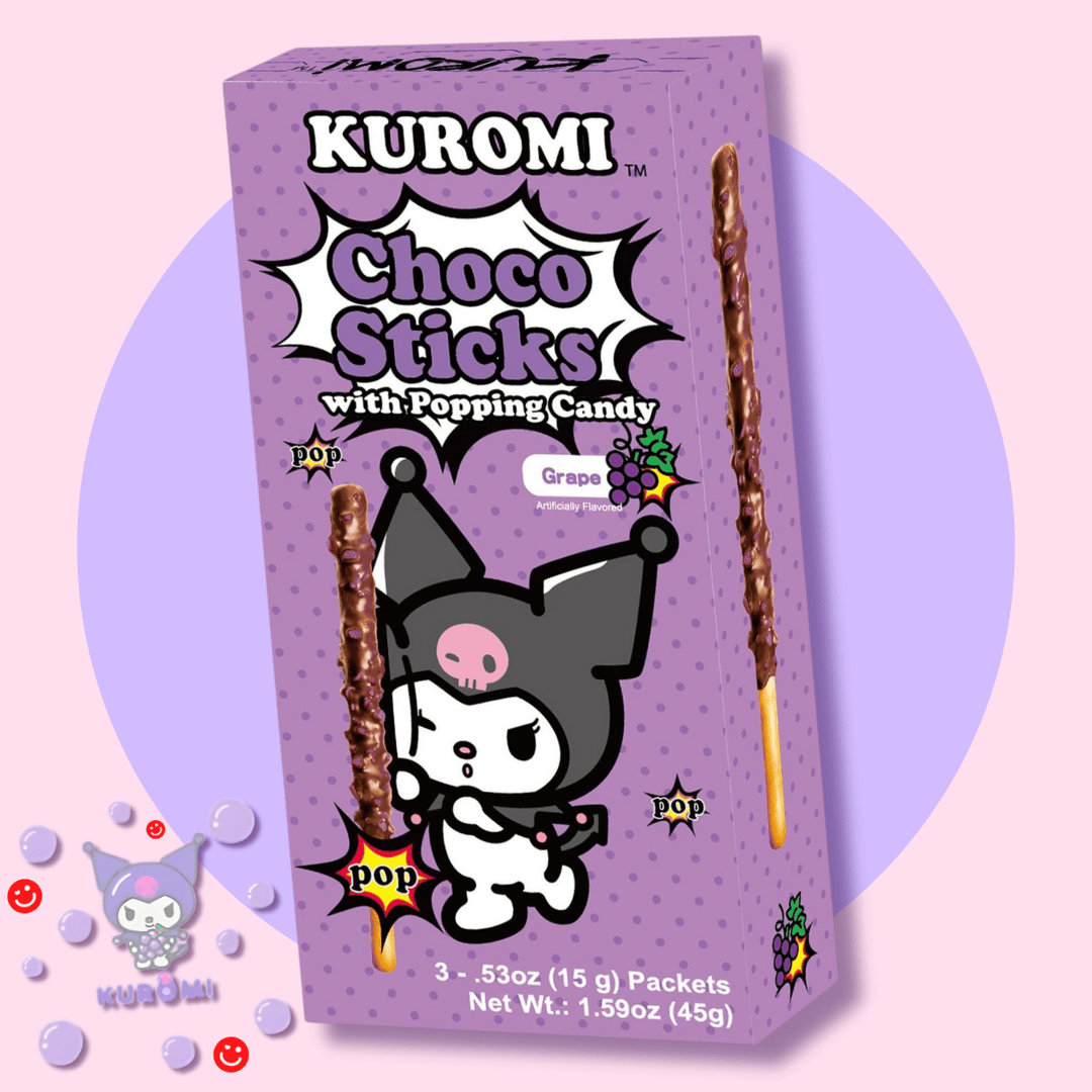 Sanrio Kuromi Choco Sticks with Grape Popping Candy - OVERRATED