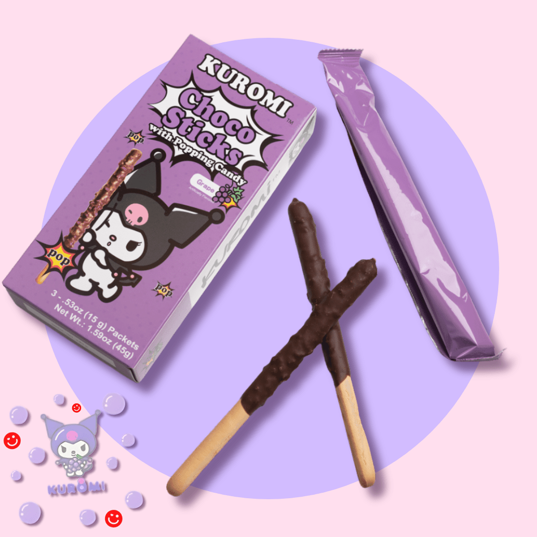 Sanrio Kuromi Choco Sticks with Grape Popping Candy - OVERRATED
