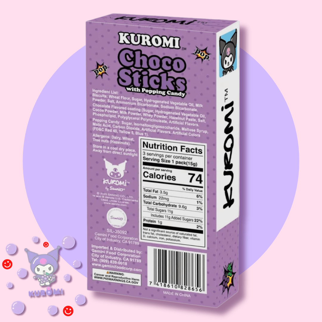 Sanrio Kuromi Choco Sticks with Grape Popping Candy - OVERRATED