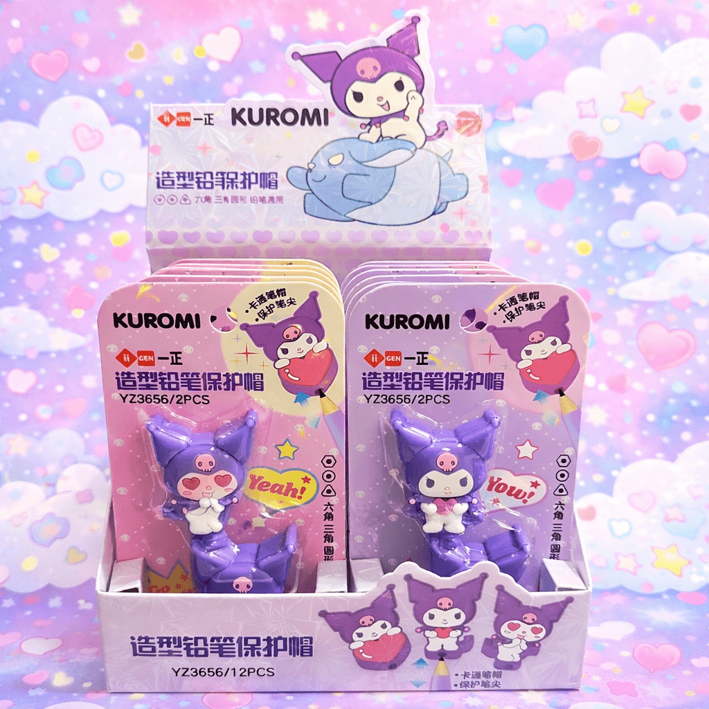 Kuromi pencil toppers Sanrio character cap set - Overrated Korean Beauty & More