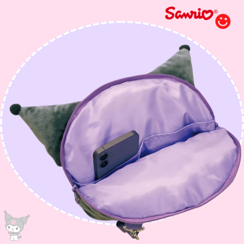 Sanrio Kuromi Plush Face Crossbody Bag - OVERRATED
