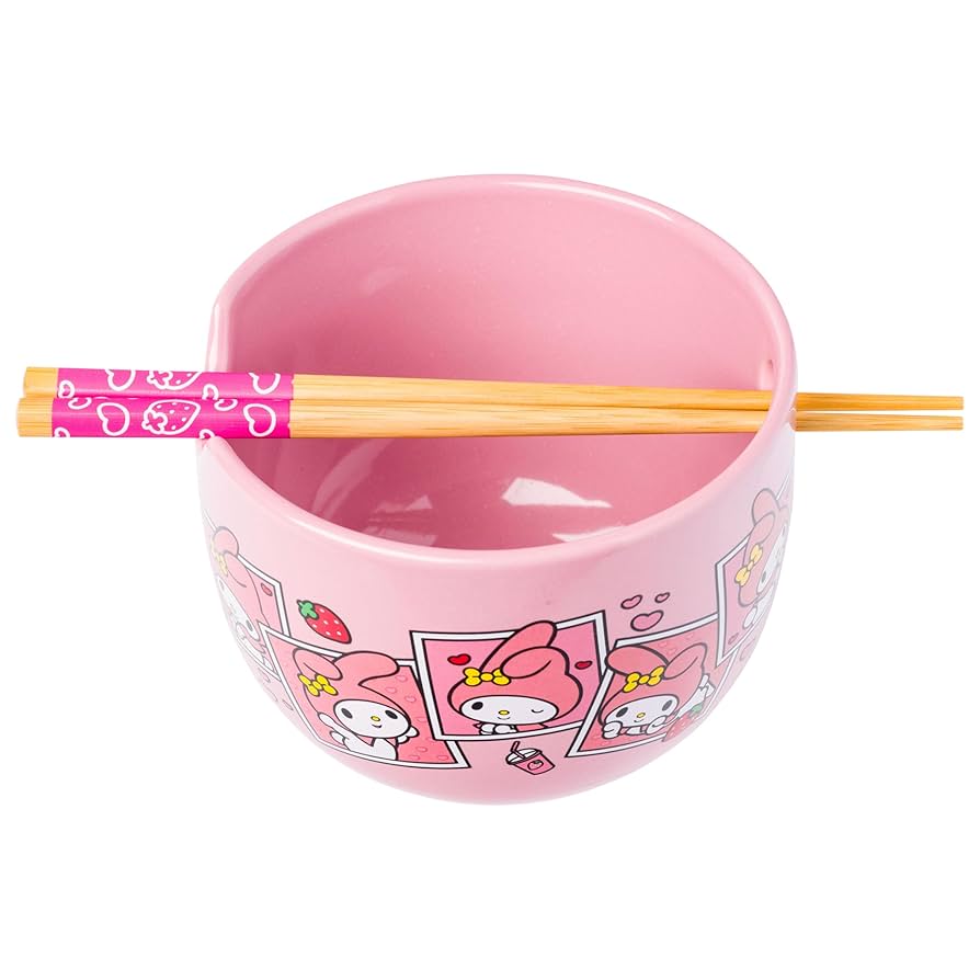 Sanrio My Melody Ceramic Bowl with Chopsticks - OVERRATED