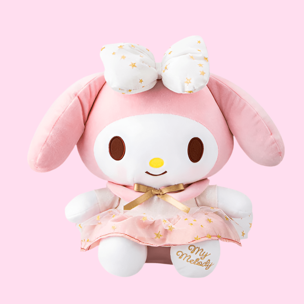 Sanrio My Melody Kawaii Gold Star Dress Plushie - OVERRATED