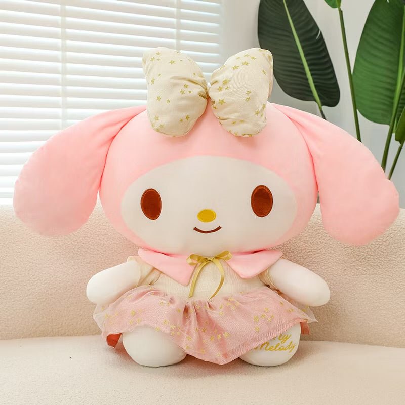 Sanrio My Melody Kawaii Gold Star Dress Plushie - OVERRATED