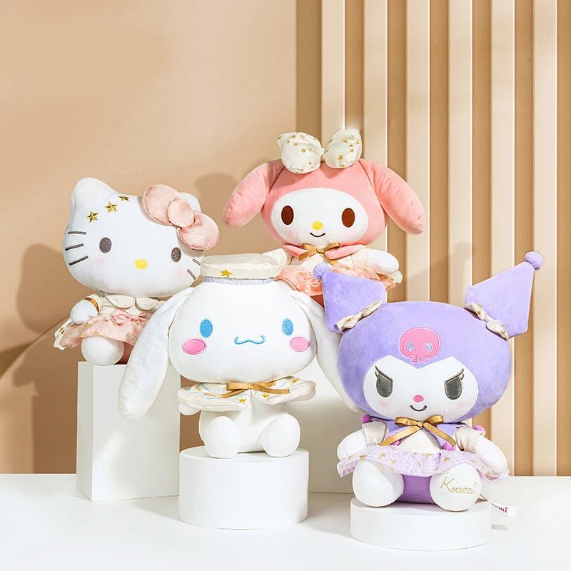 Sanrio My Melody Kawaii Gold Star Dress Plushie - OVERRATED