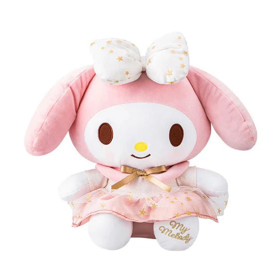 Sanrio My Melody Kawaii Gold Star Dress Plushie - OVERRATED