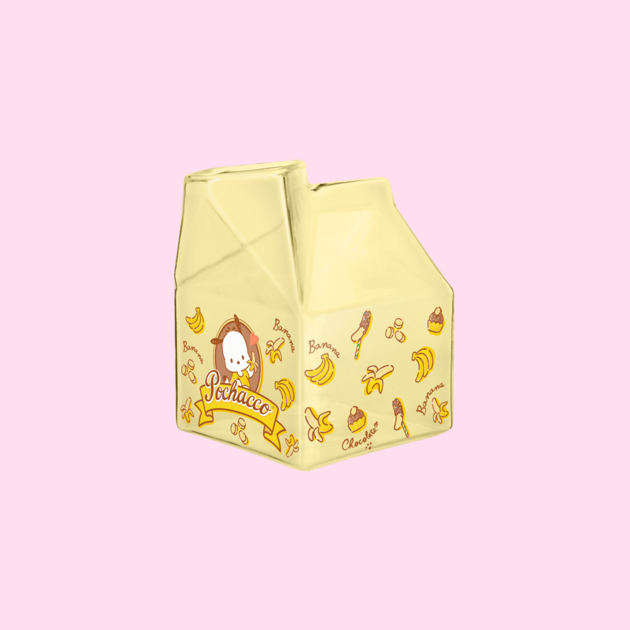 Sanrio Pochacco Banana Pastries 11.9oz Glass Milk Cup - Boxed - OVERRATED