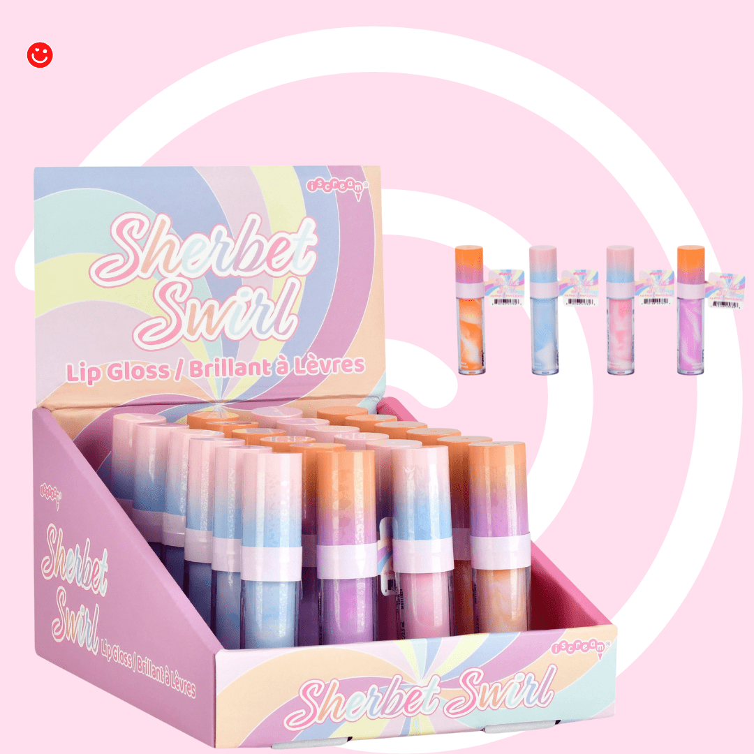 SHERBET SWIRL LIP GLOSS PDQ - 24 PIECES - OVERRATED