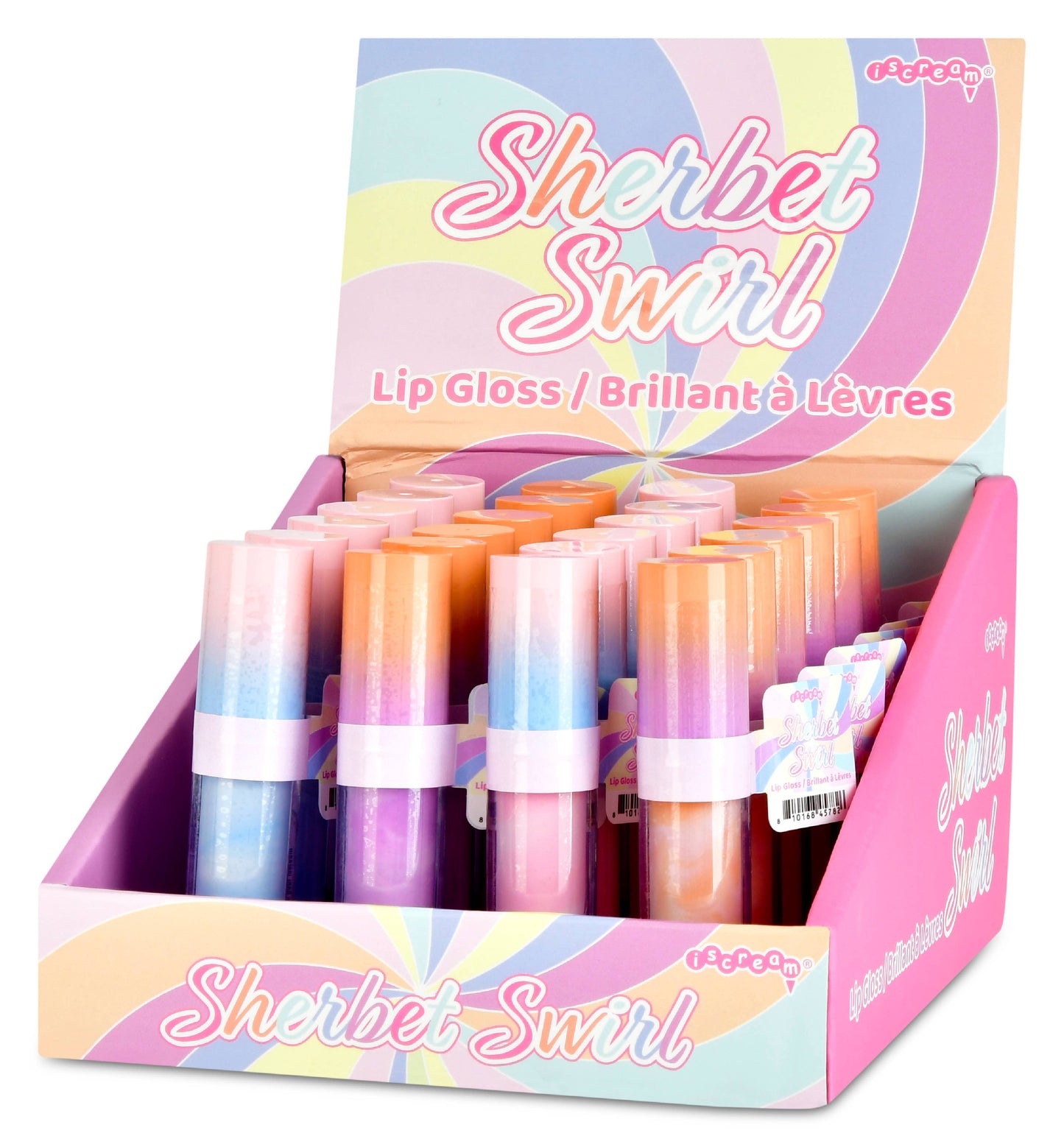 SHERBET SWIRL LIP GLOSS PDQ - 24 PIECES - OVERRATED