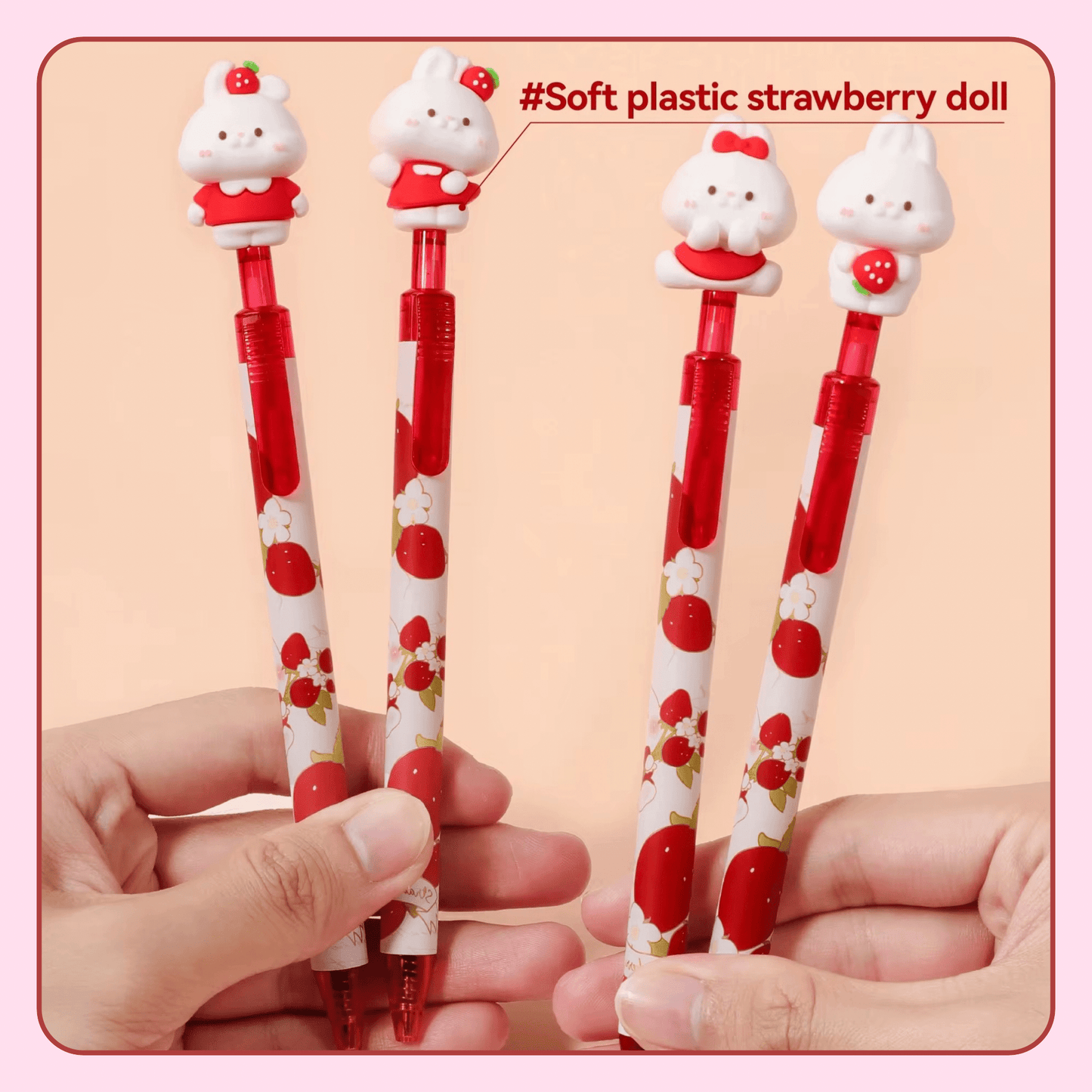 Adorable kawaii gel pen with bunny topper smooth writing pen - Overrated Korean Beauty & More