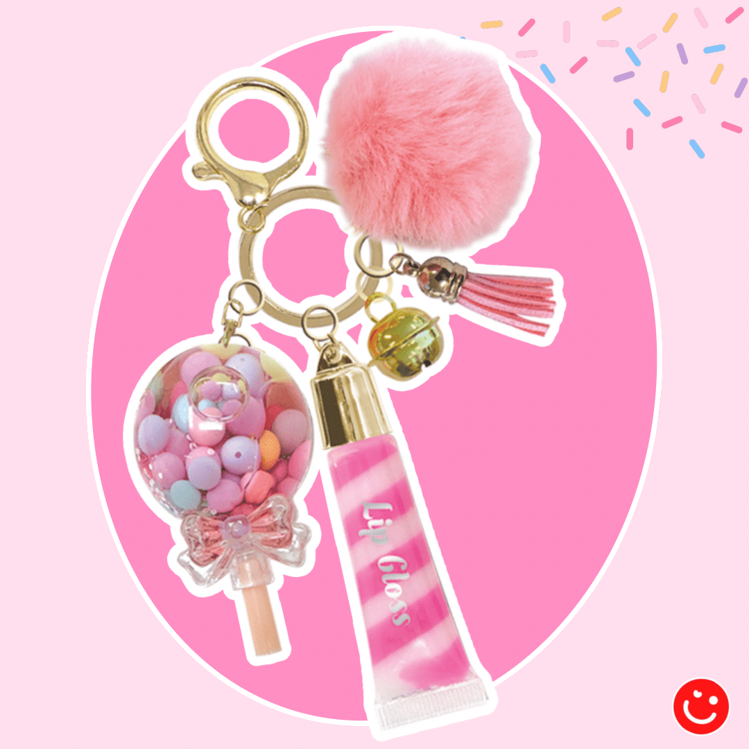 Trendy Lip Gloss with Sweets Keychain - OVERRATED